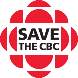 red logo of Canadian Broadcasting Corporation (CBC) with words in middle 'Save The CBC'